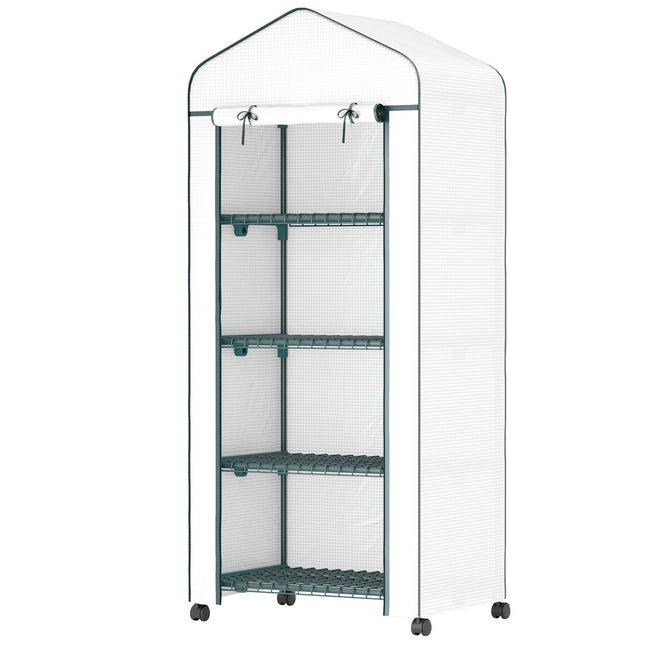 Steel frame Greenhouse with shelves, winterproof cover 69x50x165 cm