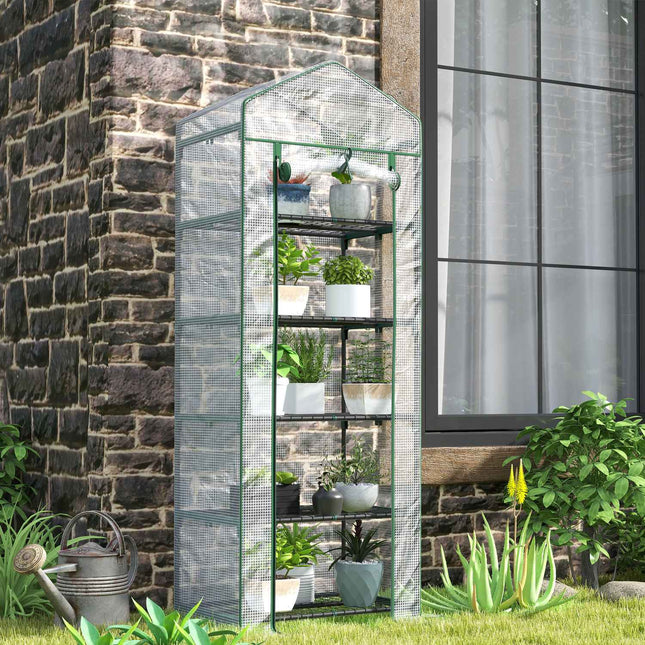 Winter-proof steel greenhouse with shelves for balcony, 69x49x193 cm