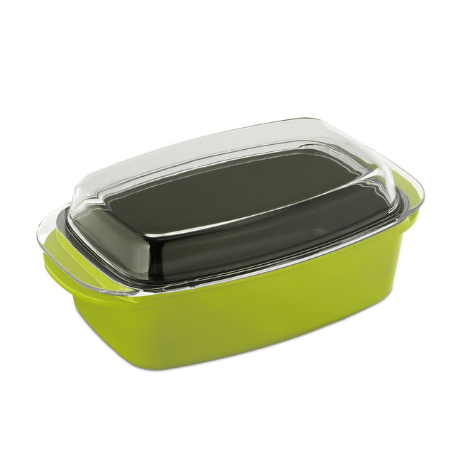 Green roaster with glass lid