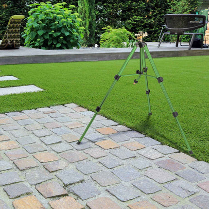 Green sprinkler with metal stand