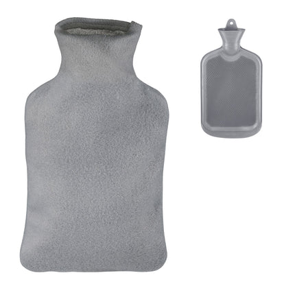 Grey 2L Hot Water Bottle with Cover for Adults & Kids