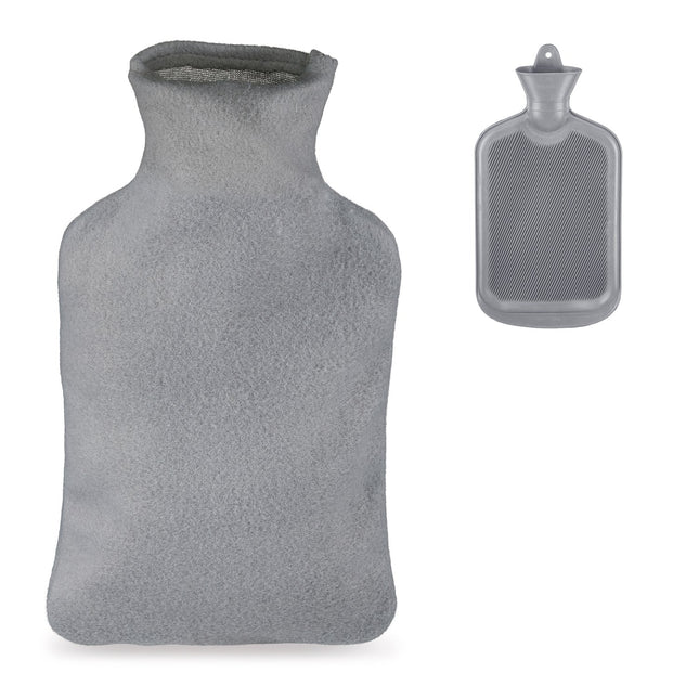 Grey 2L Hot Water Bottle with Cover for Adults & Kids