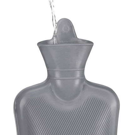 Grey Hot Water Bottle 1L – Leak-Proof, Pain Relief