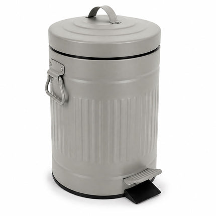 Grey Retro Bathroom Pedal Bin, 5L Capacity