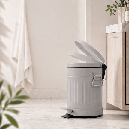Grey Retro Pedal Bin, 20L, Soft-Close, Kitchen/Office