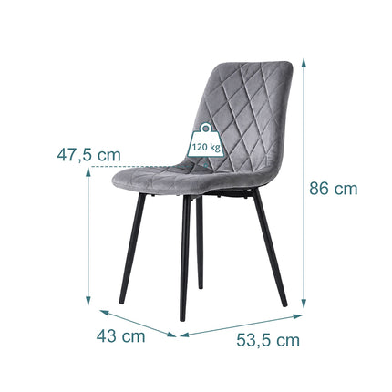 Grey Velvet Dining Chairs, Set of 4 – Modern Upholstered