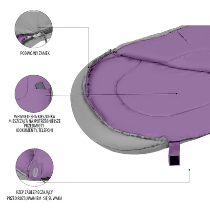 Grey-Violet Sleeping Bag, Size M, Lightweight