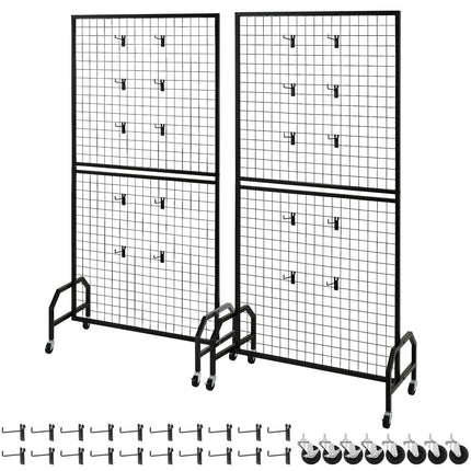 Grid Wall Panels 2-Pack, 898 x 1798 mm, Wheels, Hooks