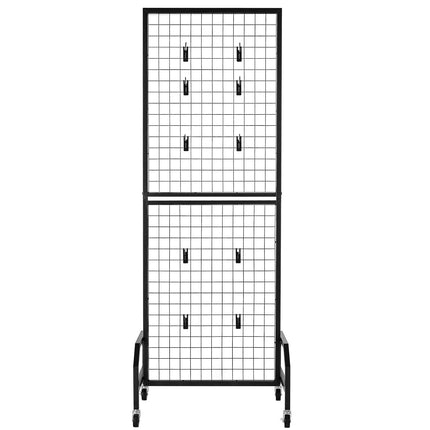 Grid Wall Panels Set, 3-Pack, Wheels, 30 Hooks, Black