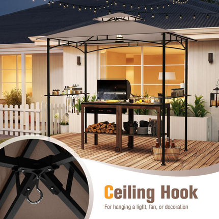 Grill Gazebo 8 x 5 Ft, Metal Frame, 2 Shelves, 6 Hooks
