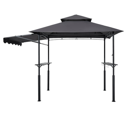 Grill Gazebo 8 x 5 ft, Double-Tier Roof, Shelves, Hooks