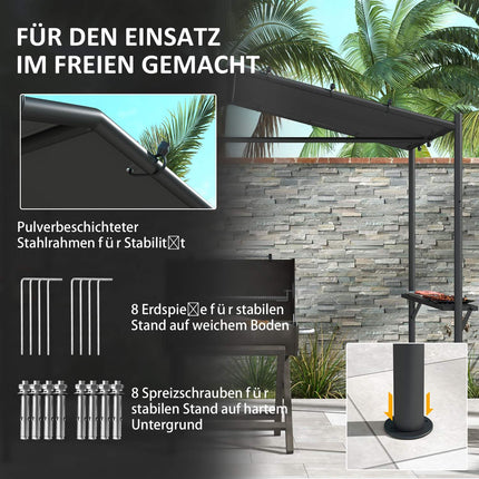 Weatherproof barbecue pavilion 3x1.5M with shelves, steel
