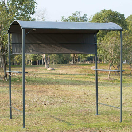 Grill pavilion with flameproof roof, black, 218x138x216cm