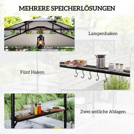 Grill Pavilion with Adjustable Canopy and Shelves