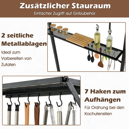 Grill Pavilion with Double Roof, Shelves & Hooks, 240x151 cm
