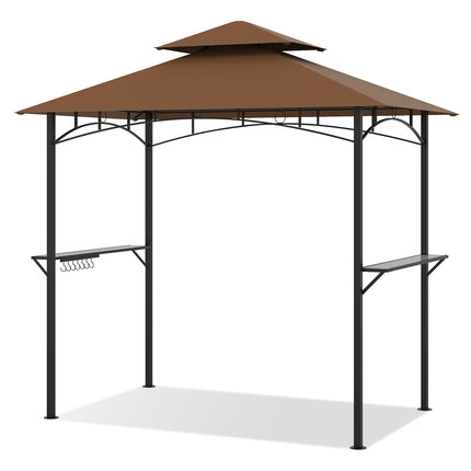 Grill Pavilion with Double Roof, Shelves & Hooks, 240x151 cm