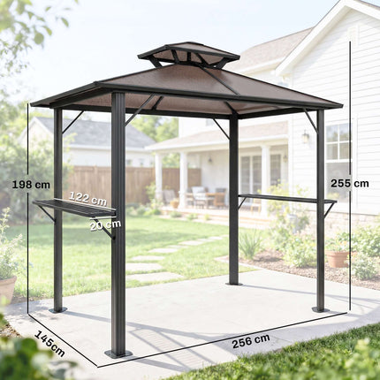 Grill Pavilion with Polycarbonate Roof, Aluminum Frame
