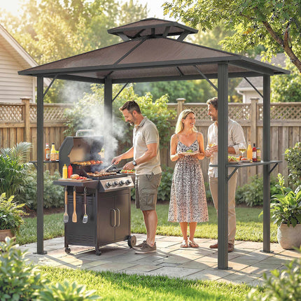 Grill Pavilion with Polycarbonate Roof, Aluminum Frame
