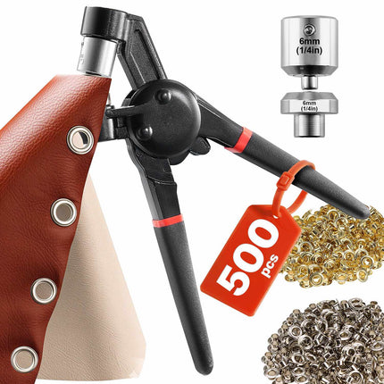 Grommet Tool Kit, 500pcs 6mm Eyelets, Pliers Punch