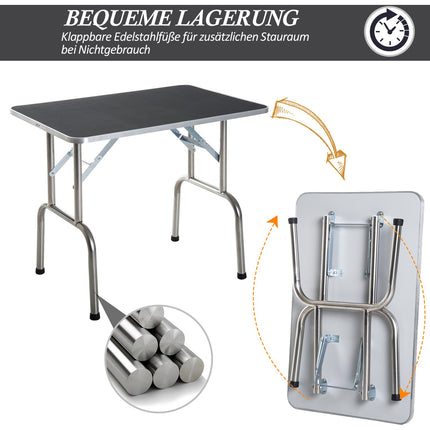Folding changing table in stainless steel, adjustable height