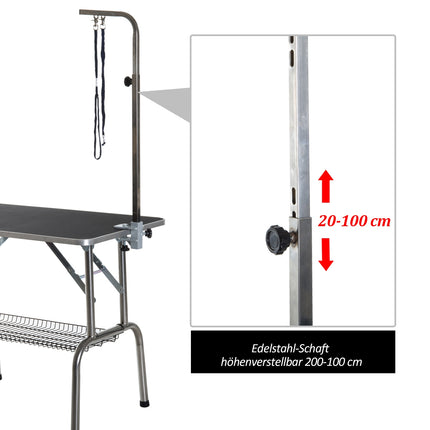 Folding changing table in stainless steel, adjustable height