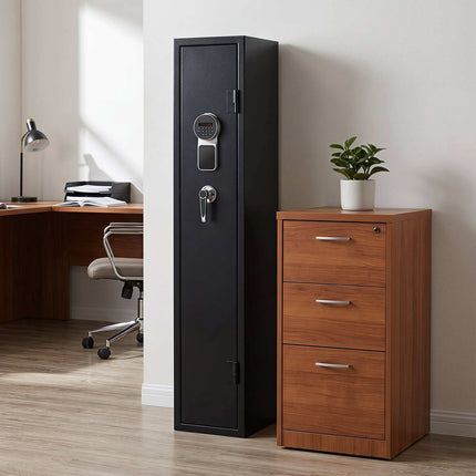 Gun Cabinet with Digital Lock, 8-Rifle Capacity, Black