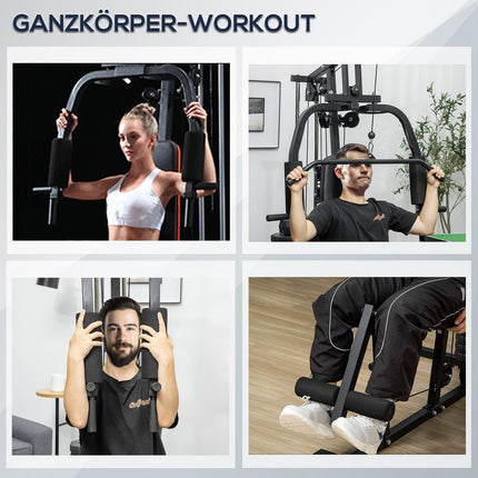 Multi-Gym Fitness Station with weights and padding, black