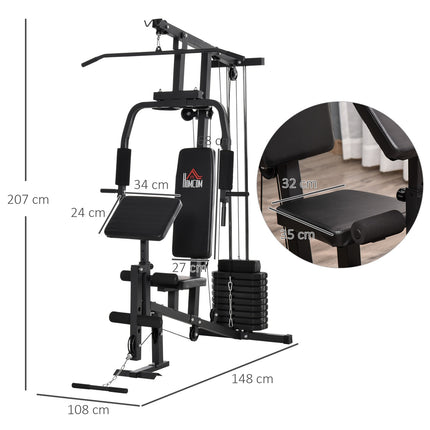 Multi-Gym Fitness Station with weights and padding, black