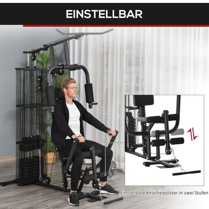 Multigym Fitness Station with Weights & Leg Curl, Black