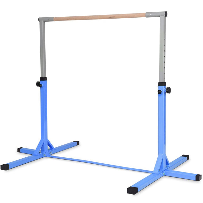 Gymnastiek gymnastiekrek, in hoogte verstelbare gymnastiekrekken, veerkrachtige rekstok, roze/blauw-blauw