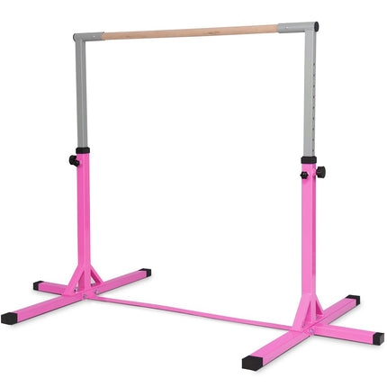 Gymnastics gymnastics bar, height-adjustable gymnastics bars, resilient horizontal bar, pink/blue-pink