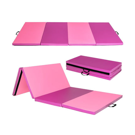 Gymnastics mat with removable faux leather cover 240 x 117 x 5 cm red + pink