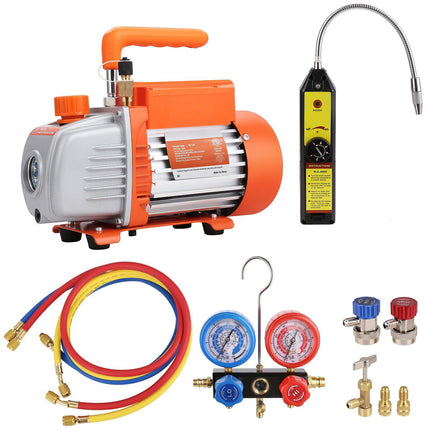 HVAC Vacuum Pump Kit, 1/4 HP 4 CFM, Manifold Gauge