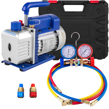 HVAC Vacuum Pump Kit, 4 CFM 1/3 HP, Gauge Set