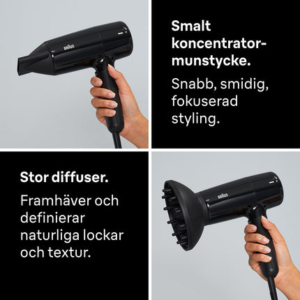 Hair Dryer 2200W, Ionic, 3 Heat 2 Speed, 2 Attachments