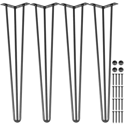 Hairpin Table Legs, 18 Inch Black Set of 4, 3-Rod