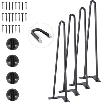 Hairpin Table Legs, 19 Inch, Set of 4, 500 lb