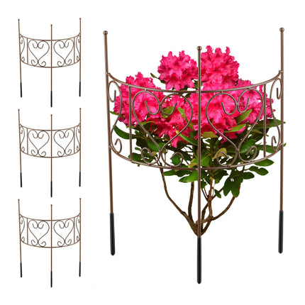 Half-Round Brown Steel Plant Support for Perennials