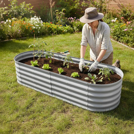 Half-Round Galvanized Metal Raised Garden Bed