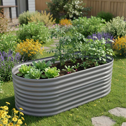 Half-Round Galvanized Metal Raised Garden Bed