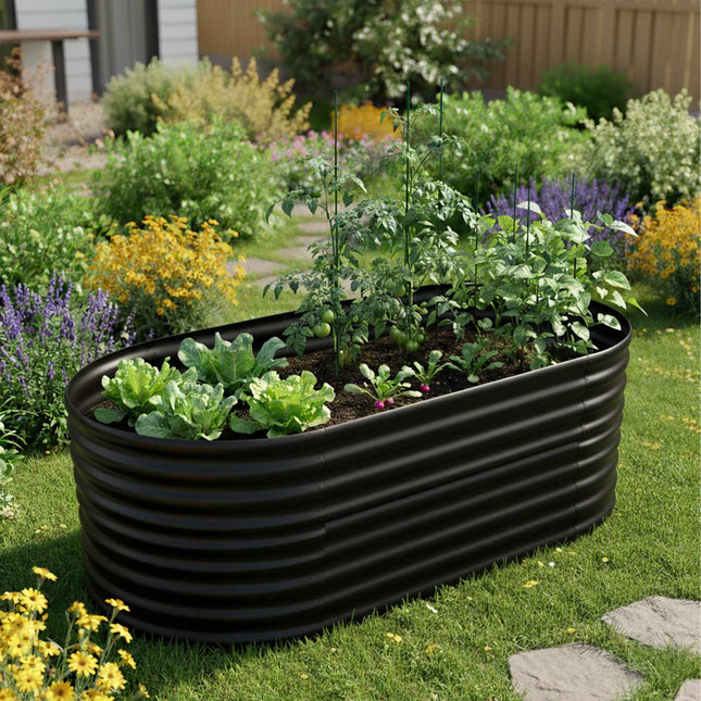 Half-Round Galvanized Metal Raised Garden Bed
