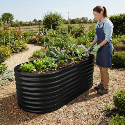 Half-Round Galvanized Metal Raised Garden Bed