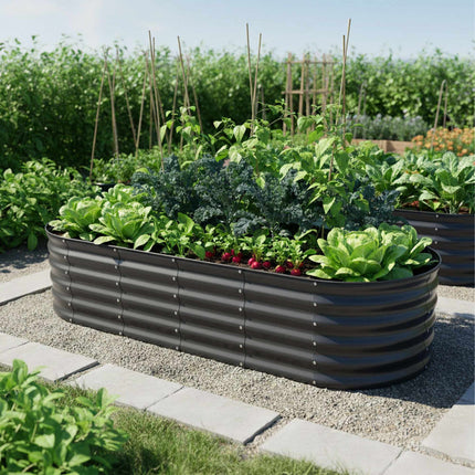 Half-Round Galvanized Metal Raised Garden Bed