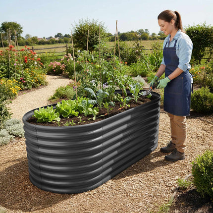 Half-Round Metal Raised Garden Bed, Galvanized
