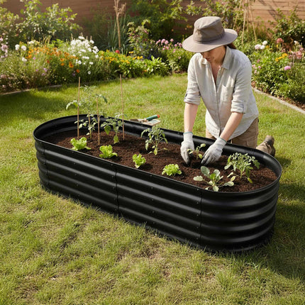 Half-Round Metal Raised Garden Bed, Galvanized