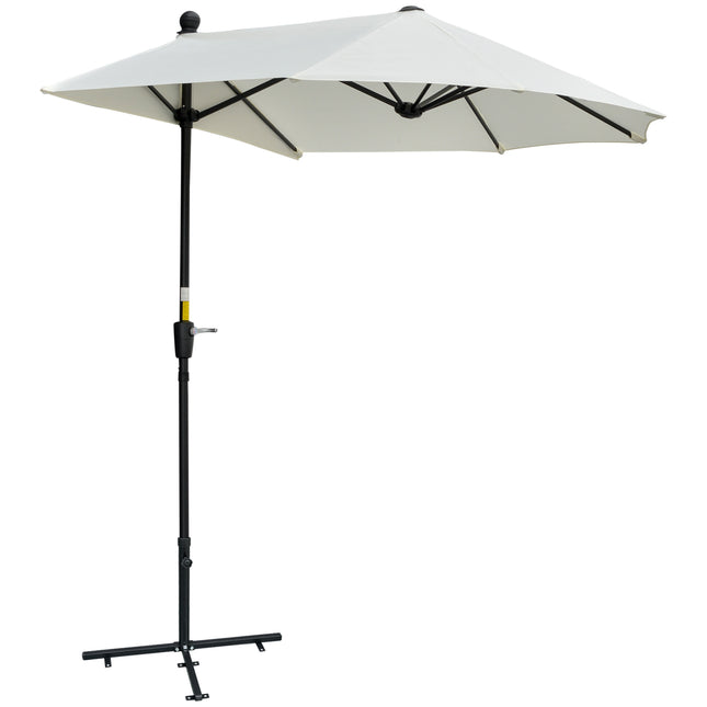 Half-Round Patio Umbrella, Cream, 190x200x240 cm