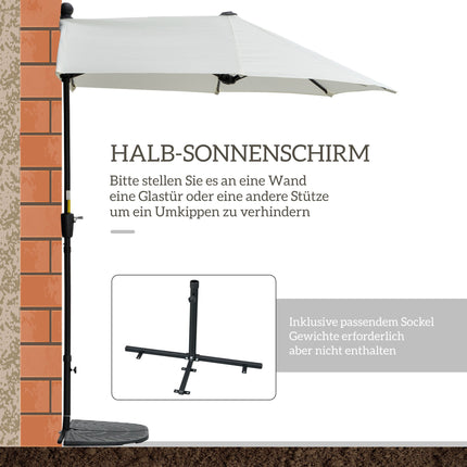 Half-Round Patio Umbrella, Cream, 190x200x240 cm