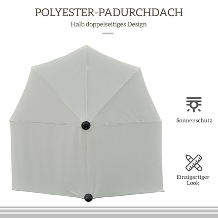Half-Round Patio Umbrella, Cream, 190x200x240 cm