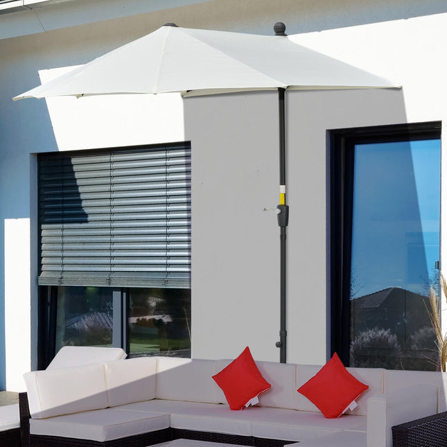 Half-Round Patio Umbrella, Cream, 190x200x240 cm