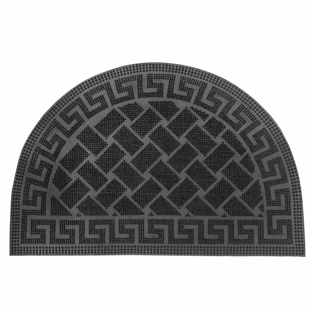 Half-Round Rubber Doormat, Black, 60x40 cm